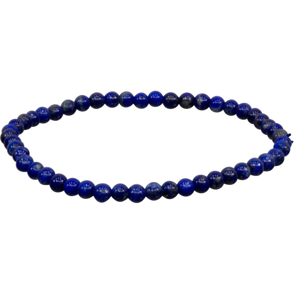 Elastic Bracelet 4mm Round Beads - Lapis (Each)