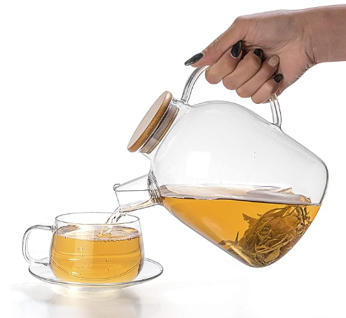 Tealyra Bamboo & Glass Teapot/ Stovetop Kettle