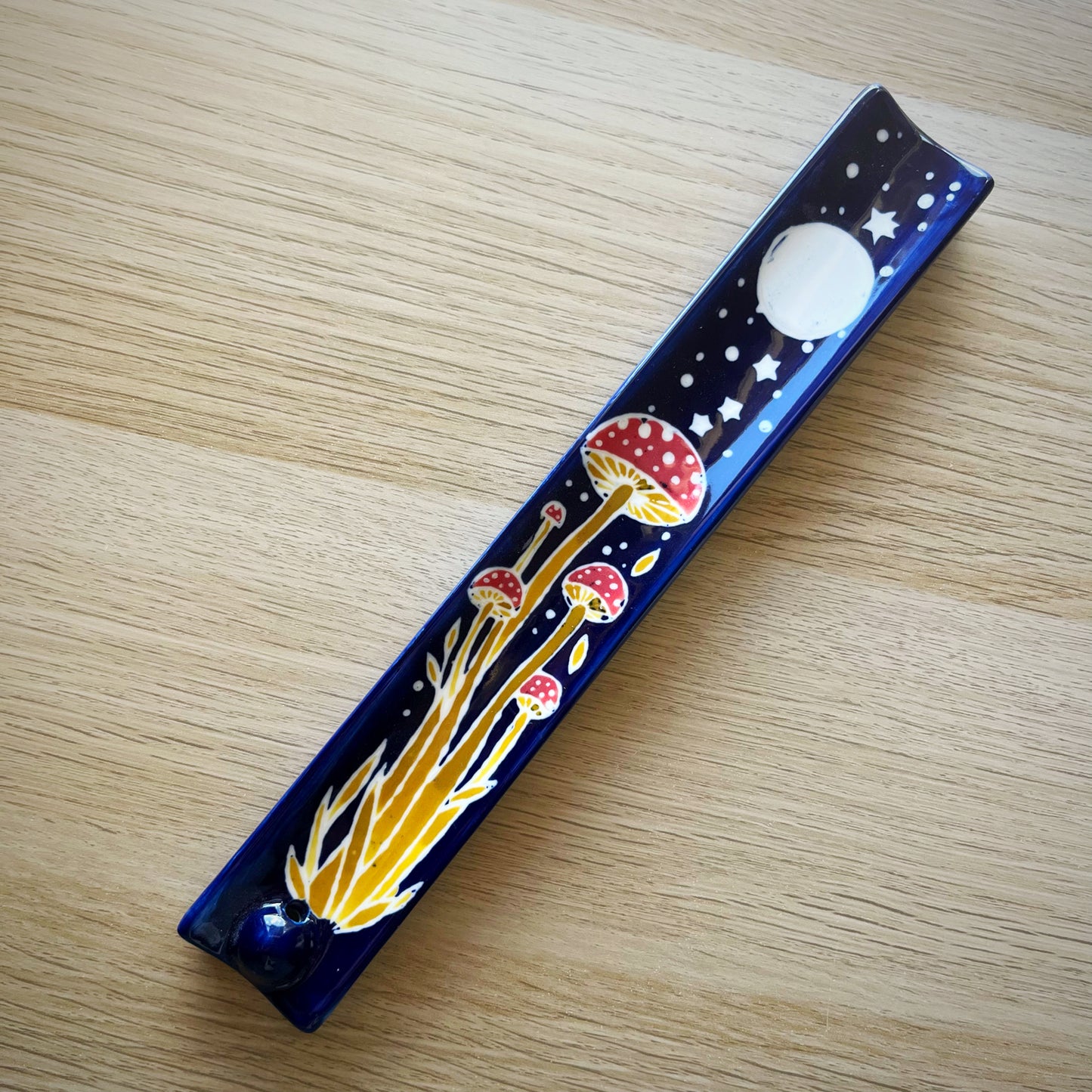 Hand Painted Mushroom Ceramic Incense Holder