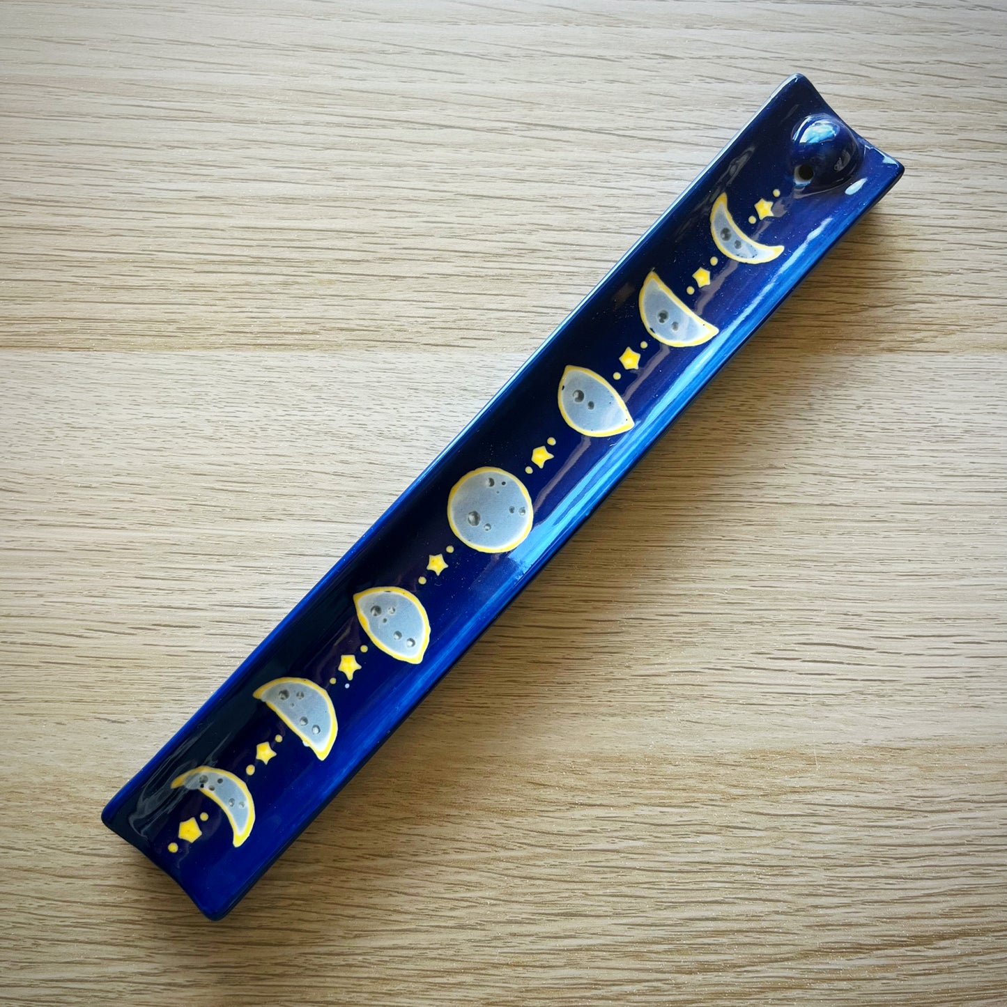 Hand Painted Moon Phase Ceramic Incense Holder