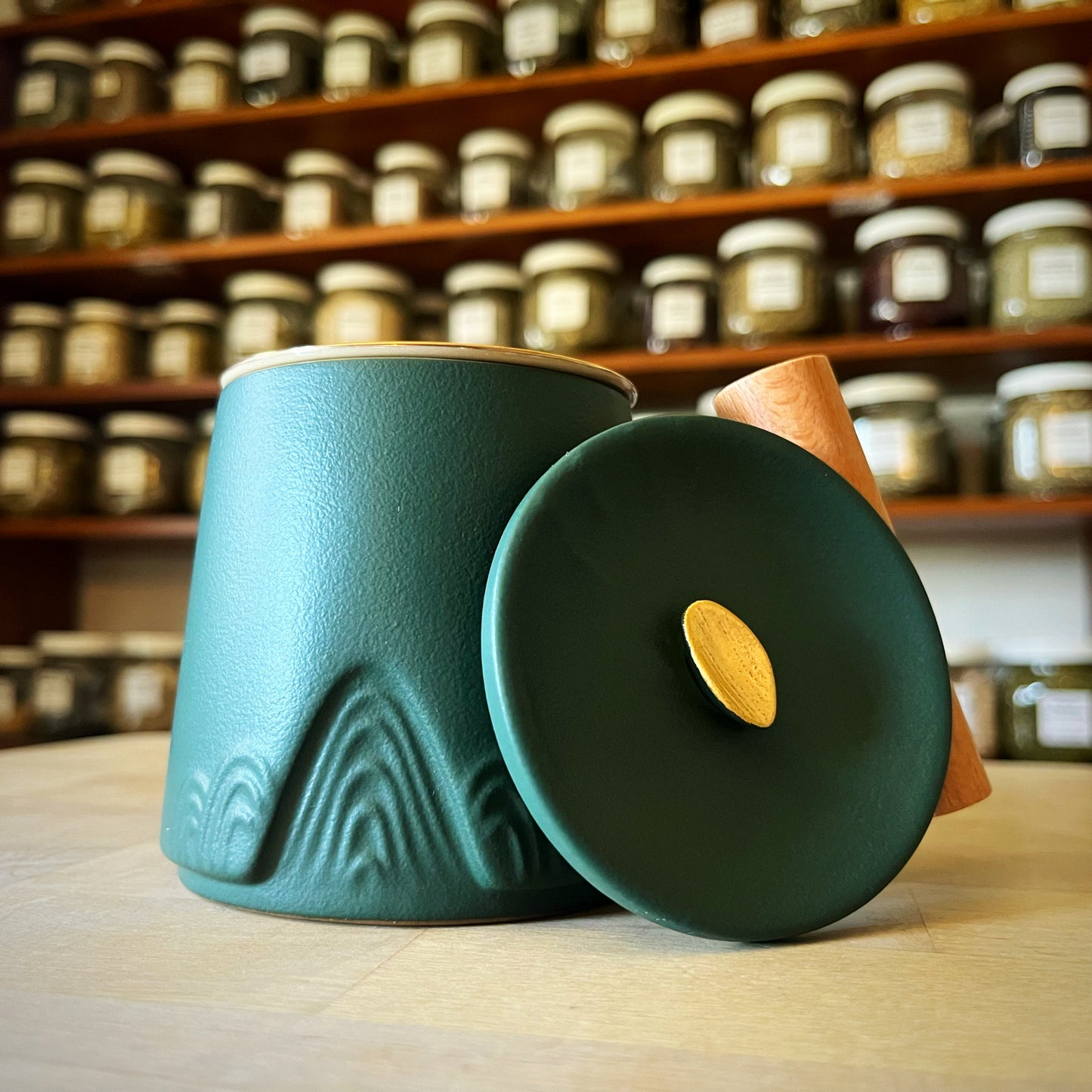 Forest Green Mug with Lid + Infuser