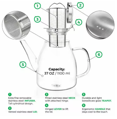 Galaxy Glass Teapot 37 oz