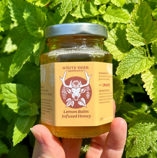 White Deer Lemon balm Infused Honey 4 oz
