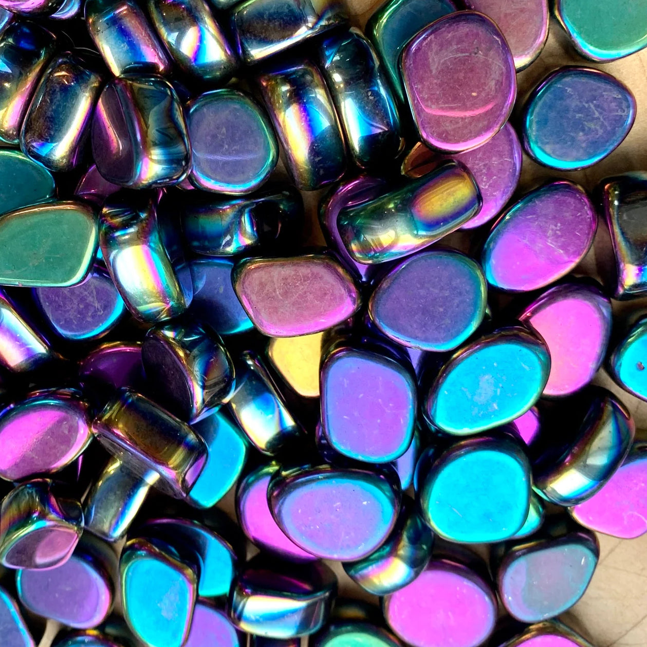 Magnetic Rainbow Hematite Tumbled