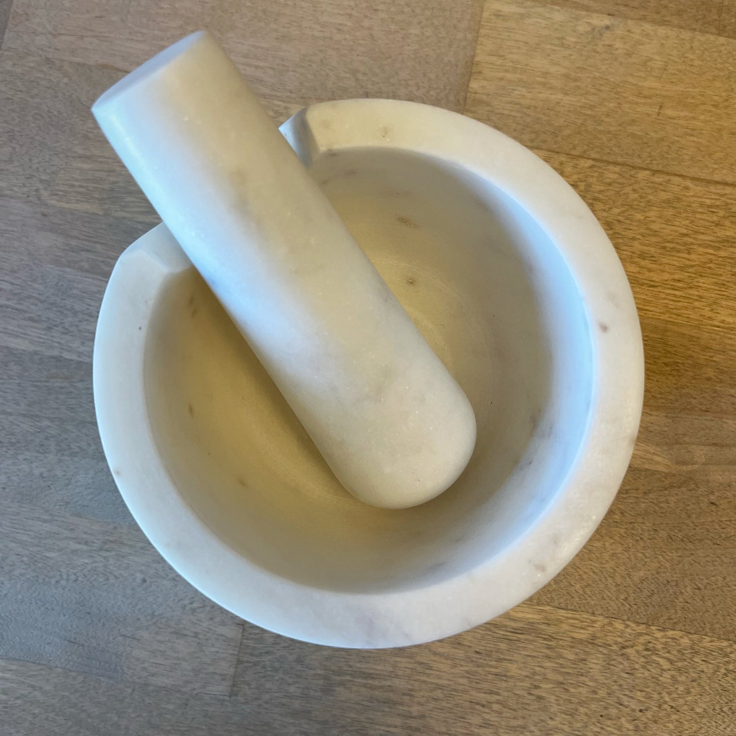 White stone mortar and pestle
