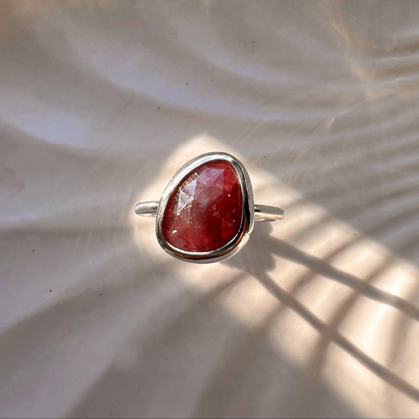 Pink Sapphire & Silver Ring