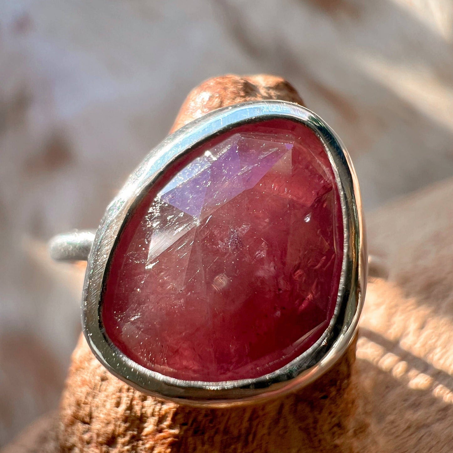 Pink Sapphire & Silver Ring