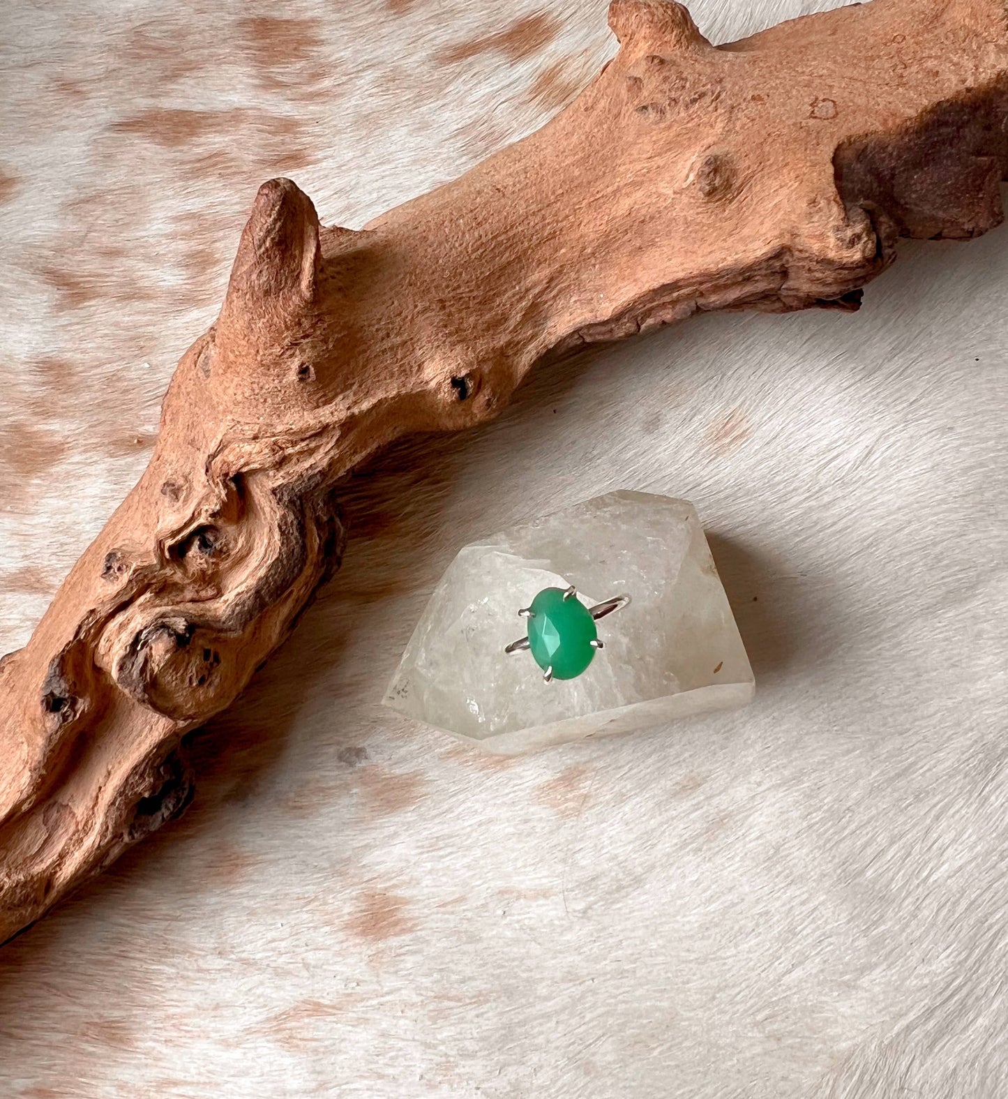 Chrysoprase & Silver Ring Size 6.5