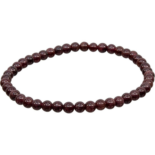 Elastic Bracelet 4mm Round Beads - Garnet (Each)