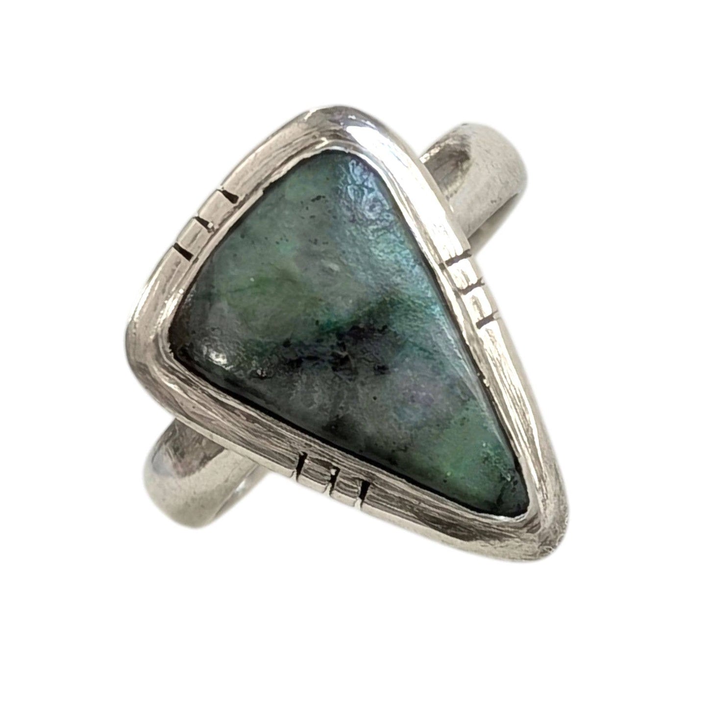 SALE Triangle Chrysocolla Sterling Silver Ring