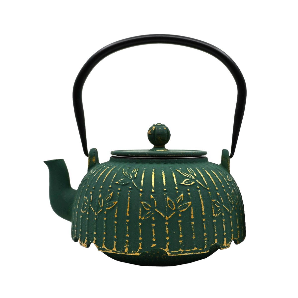 Green Bamboo Design 32oz Cast Iron Tea Pot (1/8)