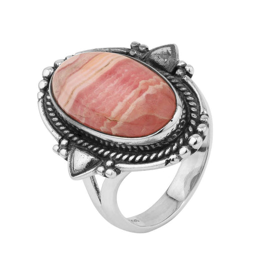 Deco Belle Rhodochrosite Sterling Ring