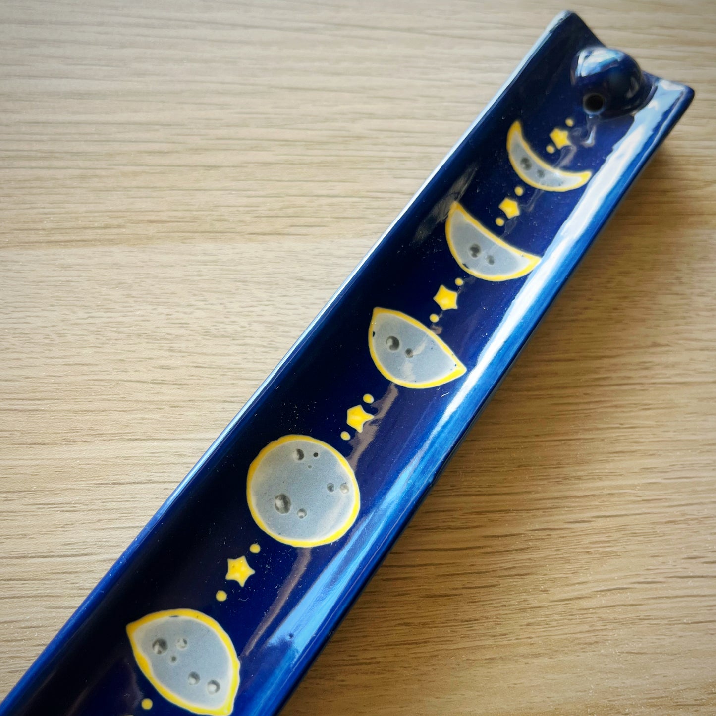 Hand Painted Moon Phase Ceramic Incense Holder