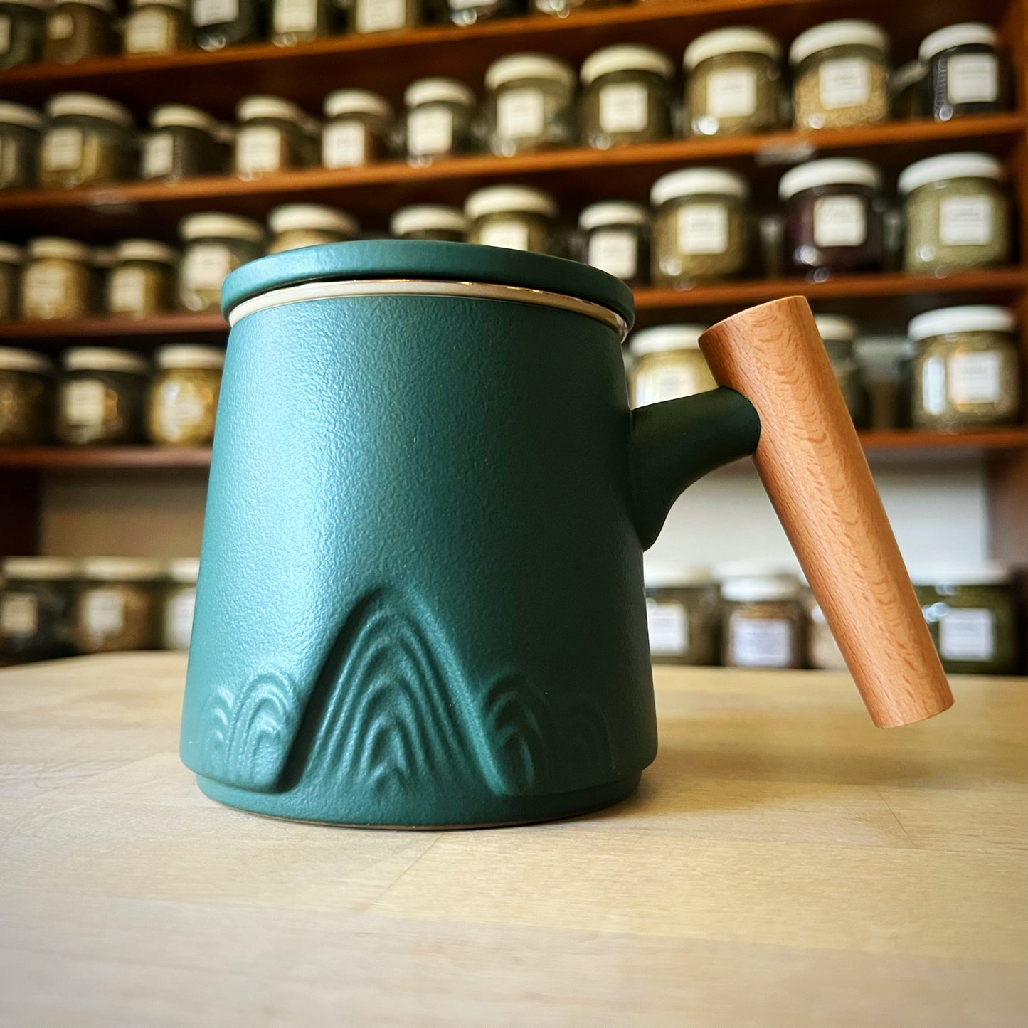 Forest Green Mug with Lid + Infuser