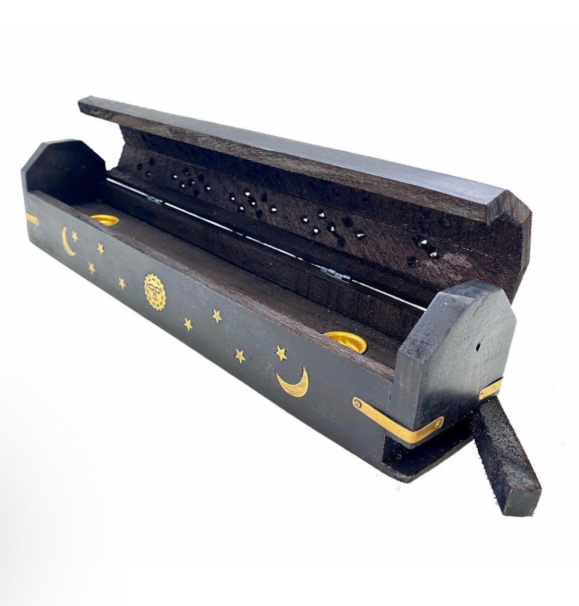 Black Wooden Moon Incense Holder