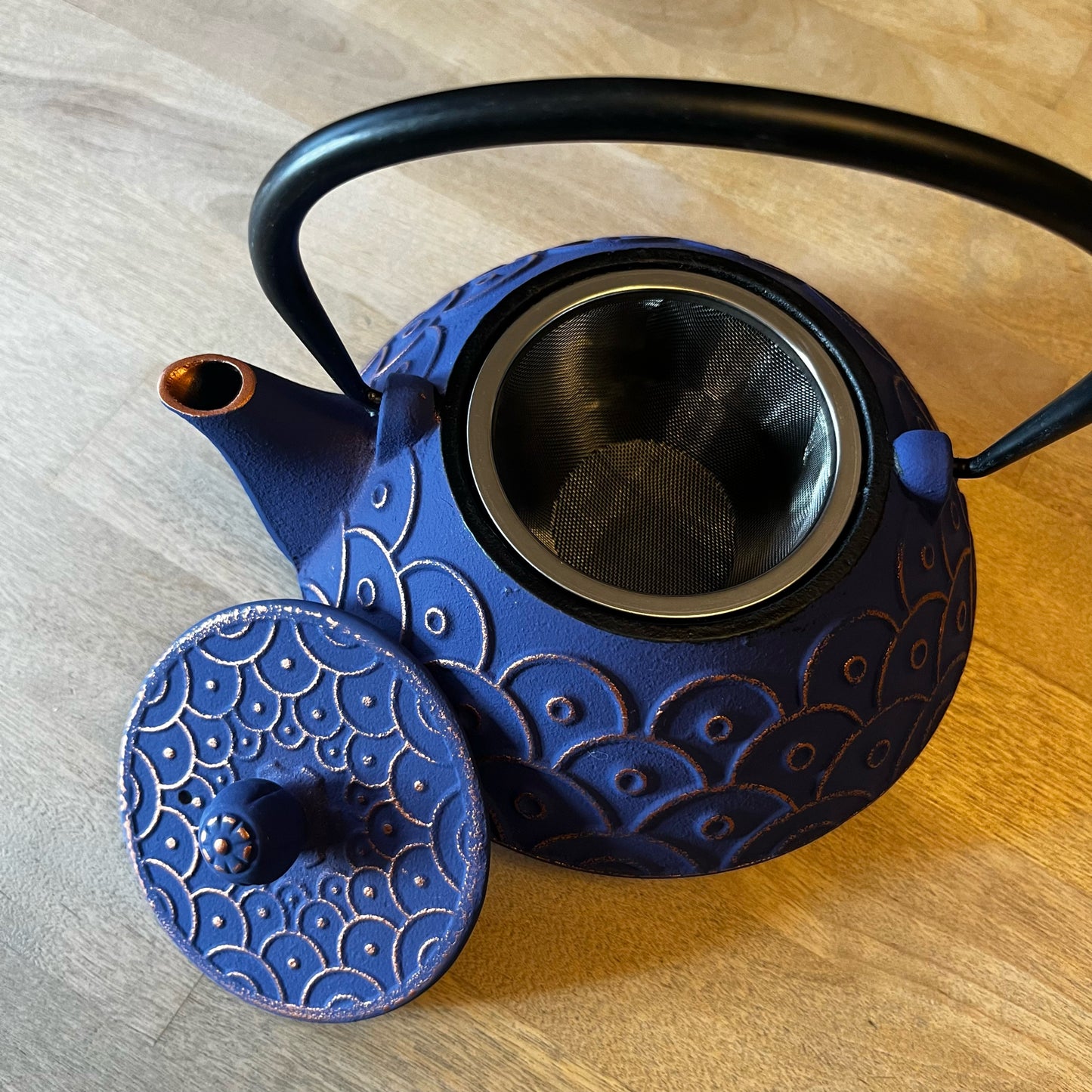 Indigo Cast Iron Tea Pot