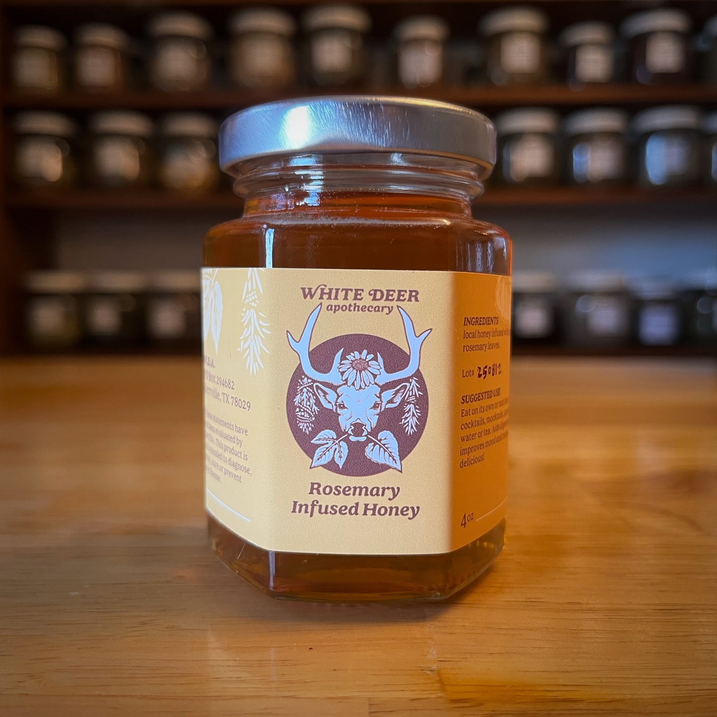 White Deer Rosemary Infused Honey 4 oz