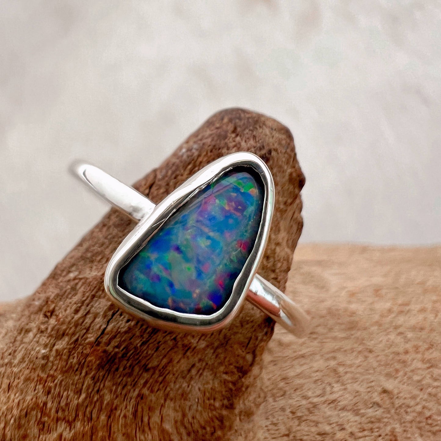 Boulder Opal & Silver ring