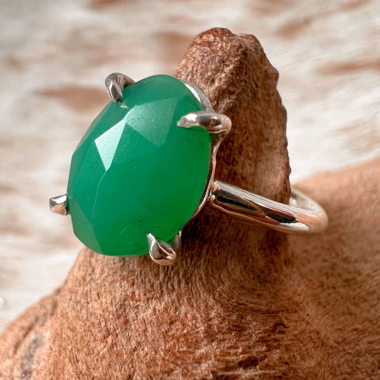 Chrysoprase & Silver Ring Size 6.5