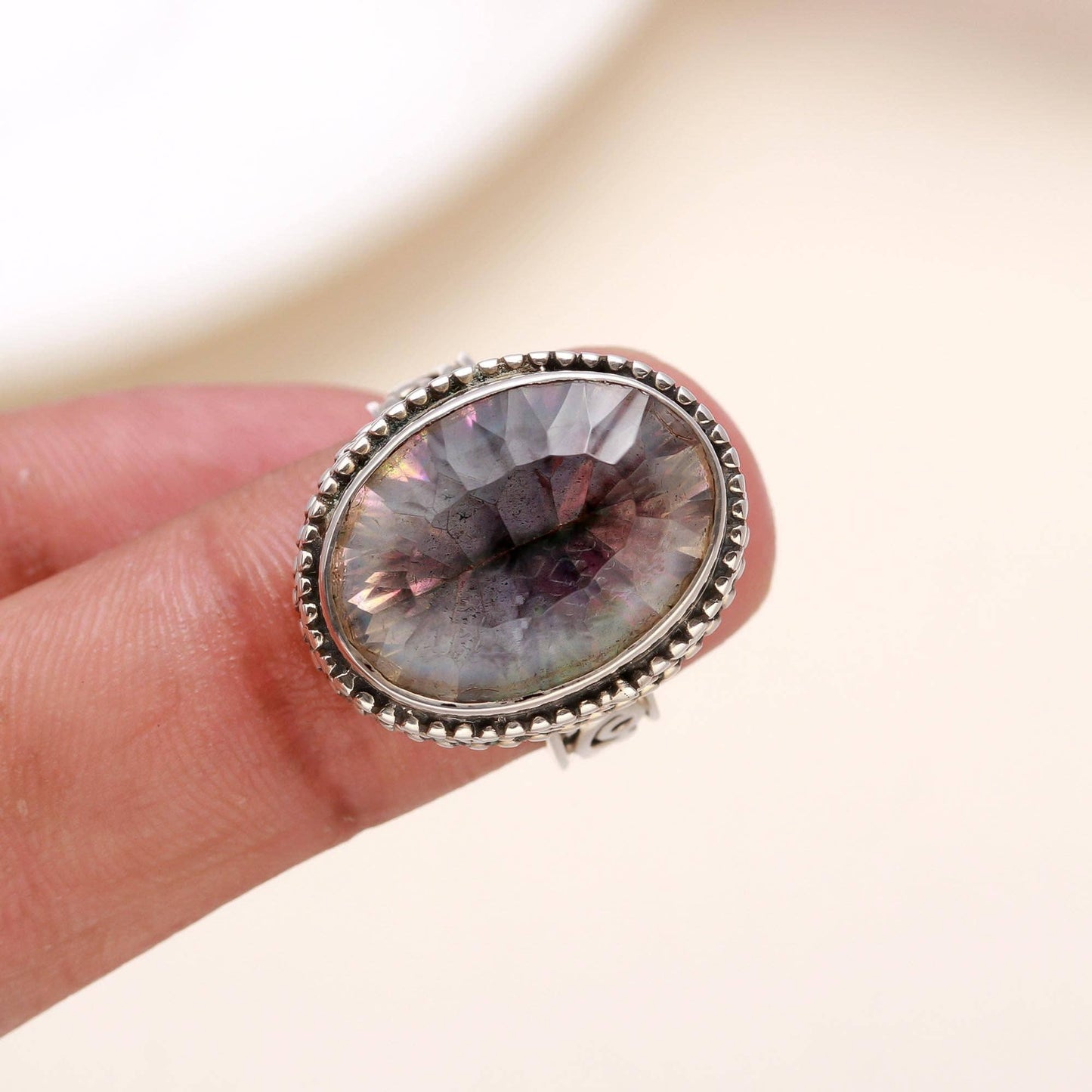 Silver Mystic Quartz Ring